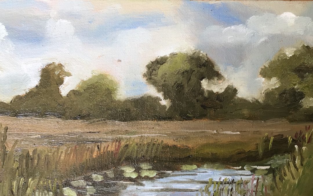 Here is my oil painting made en plein air shortly after my ink and marker pen sketches. I’ll try and go sketching again today.