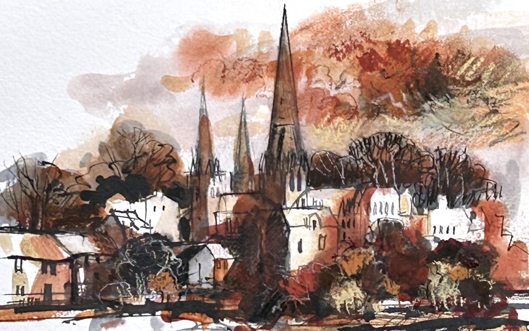 Acrylic inks, charcoal and Conte chalk, on Two Rivers watercolour paper.