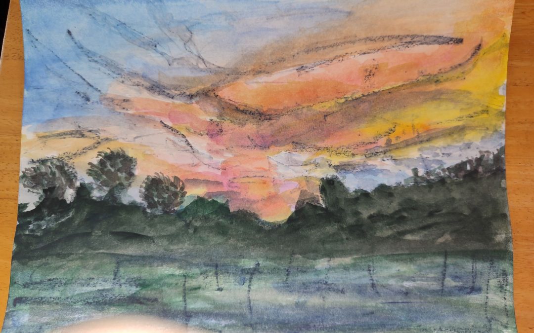 Inktense pencils and blocks. From photo taken in the garden.