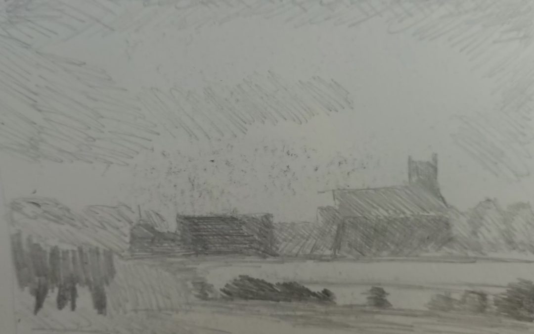 Drawing of a Edward Seago painting. Found my mech pencil too hard.