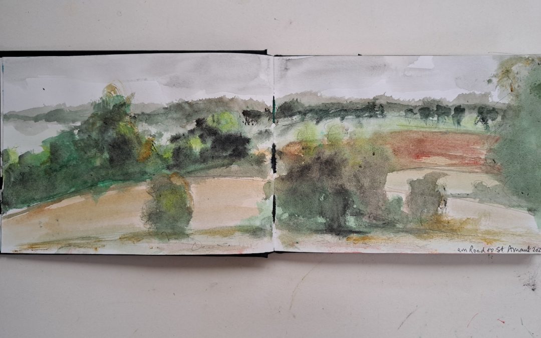 plein air sketch book No 3 – same view but in watercolour