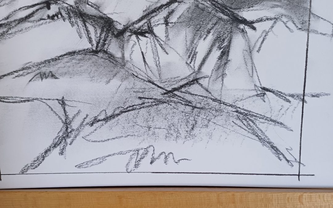 Sketchbook drawing charcoal