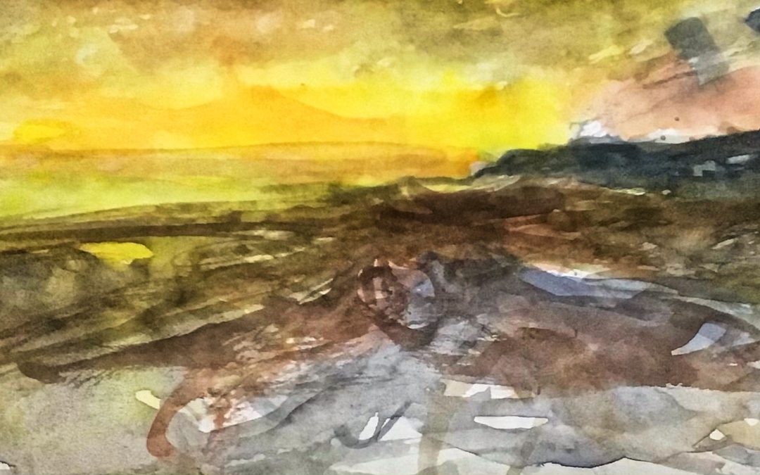 Autumn Sunset.  Watercolour