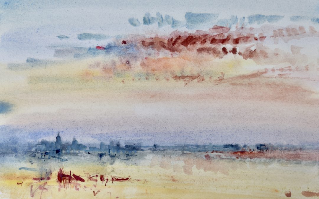 Venice scene, watercolour loosely based on a JMW Turner sketch book painting.