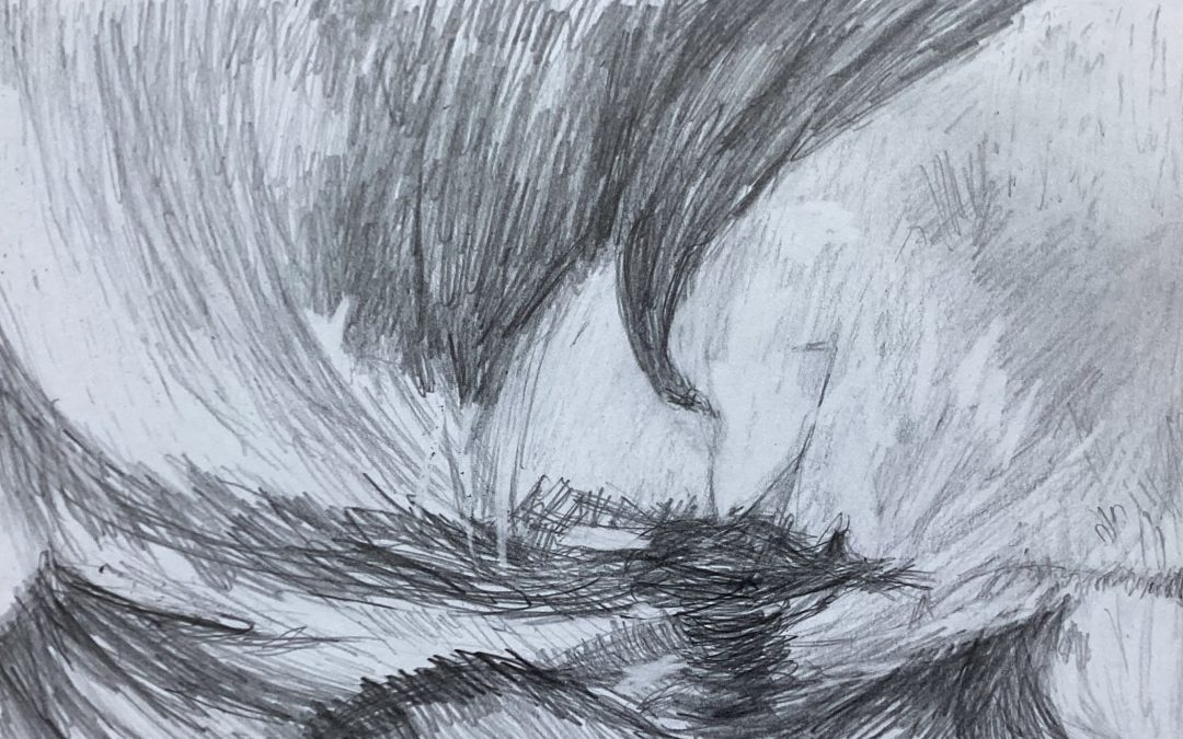 A study of Turner’s ‘Snow Storm – Steam-boat off a Harbour’s Mouth in propelling pencil.