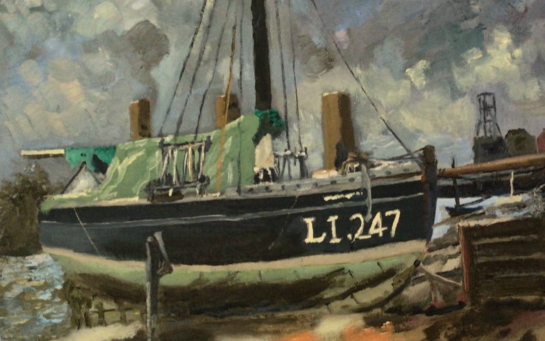 This is in my own style, of a Cornish crabber, sailing vessel spotted at Littlehampton last summer.
I don’t know why, but it just grabbed me. This is in oils, and is in my exhibition ‘The call of the Sea’ opening next week.
I hope you like it.