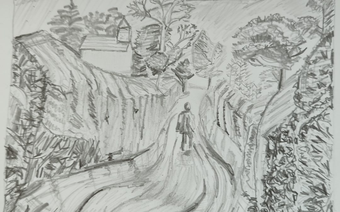 Pencil drawing after Eric Ravilious watercolour – Wet Afternoon. It made me notice that there is not much tonal variation in this picture – I find all his work looks quite ‘Flat’ – but I do love them!