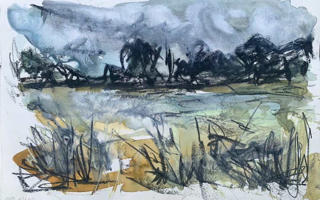 Day 1!  Bushy Park.  I did several quick sketches using a variety of media.