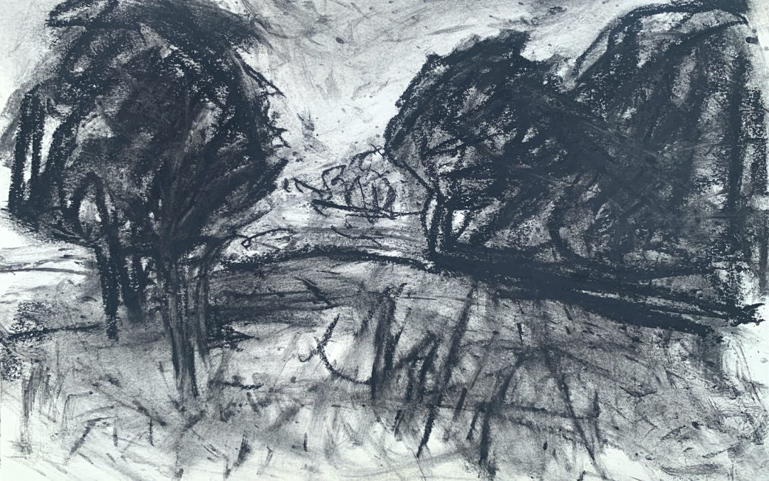 pastel & charcoal!  A blustery day!
