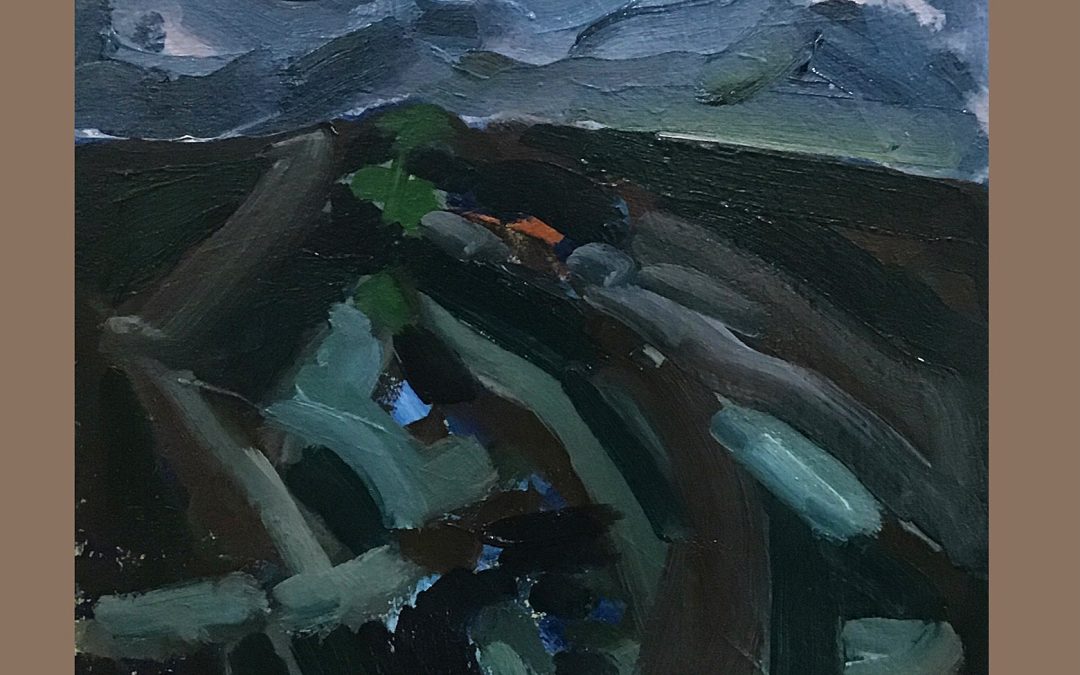 Strange light on the downs painted with oils Prussian Blue,Winsor Yellow , Winsor Red I used Winsor and Newton Liquin to thin the paint it also speeds the drying time.