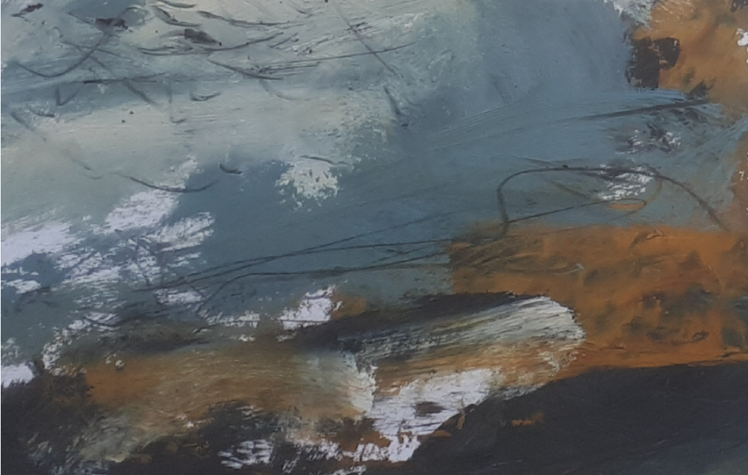 Oil on paper with brush and palette knife