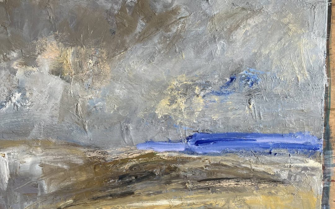 Think this is done. Oil 40x40cm. But is the blue stroke too strong?