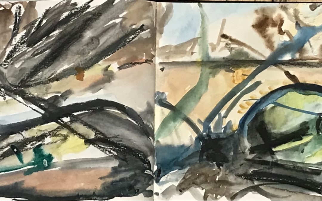 Good to be outside painting again – I found a quiet spot by a river.
