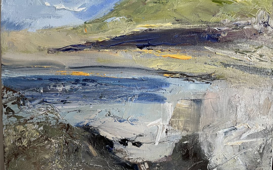 No opportunity for  plain air sketching in February so I returned to my summer Donegal sketchbook and did some sketchy oils