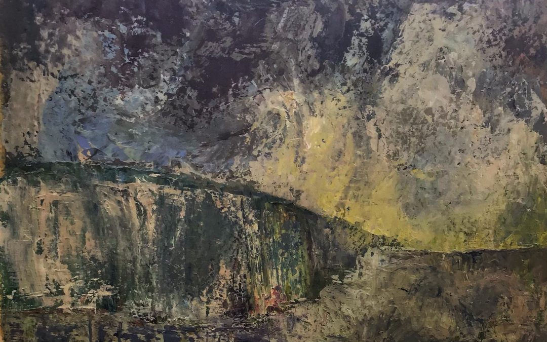 Storm at Birling Gap oil on gessoed heavyweight Khadi paper