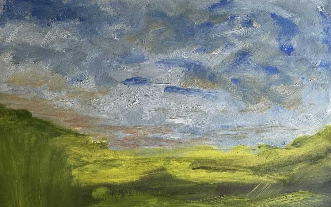 The second attempt in oils….as much as I enjoyed the painting in oil it’s a whole different thing to acrylic or gouache…I have a lot to learn about paint & mixing &  light & brushes & marks & how to do, & what to do. But what fun, I’ll paint as many small paintings on thick paper as I can manage, to learn as I go along. This is going to be addictive, with so much exploration & play over the coming months.
