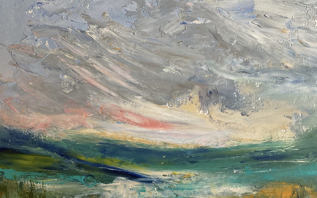 Thank you to Louise..and Caroline – you’re both edging me towards having the confidence to  be much bolder with marks & colour. I’ve learned so much since joining this course.  So here’s another one of the very same view ( maybe I should find a different spot to sketch?) I’d love your thoughts on the last two paintings because I’m not sure about what I’m doing, a few friends have said that they don’t like them because they’re not ‘pretty  pictures of views’ – but I don’t want to paint pretty, that’s the very last thing I want to do – capturing a moment is what this is about.