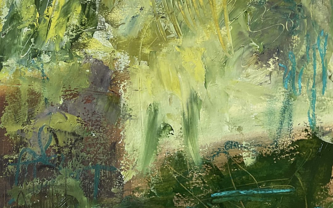 Hmmm I didnt have time to paint beyond about 10 mins this morning, but felt the need to do something. So, as I was listening to the nightingale singing in the hedge I remembered a homework about doing something out of our comfort zone. Here it is, the hedgerow of song….10 mins of paint applied with my left hand, lots of twigs ( which were loitering on my desk wondering what to do with themselves) to scratch the surface and some oil pastels. I stopped when I could feel I was laughing – loudly. Great fun & such an interesting exercise. Must use my left hand more often….it’s really interesting what appears