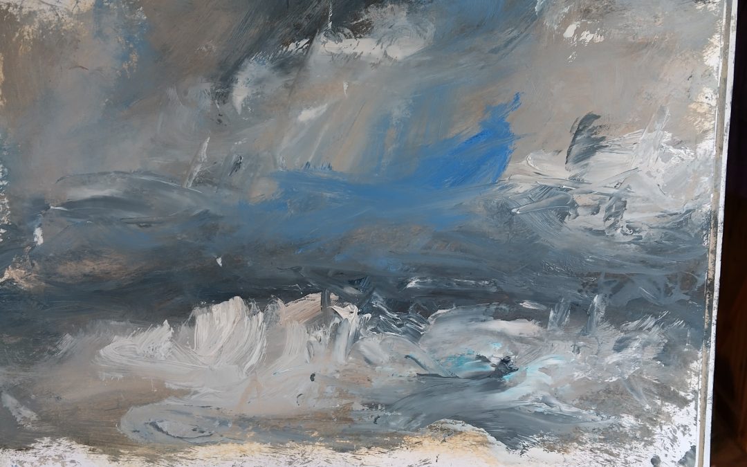 Atlantic ocean oil on paper