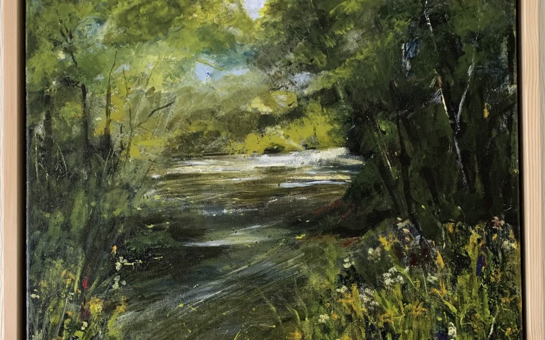 Worked and reworked this several times to achieve the intensity of the shadows. It’s still too representational for me but am quite pleased with it- acrylic & mixed media