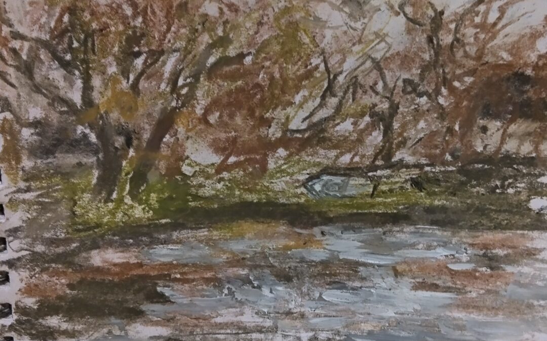 XL charcoal sketch on a damp day.