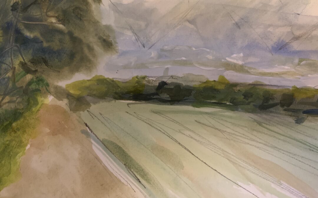 watercolour and graphite sketch in Kent