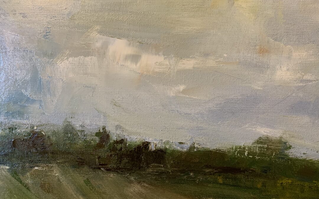 Oil Painting from watercolour sketches… quite challenging not to look at original sketches!