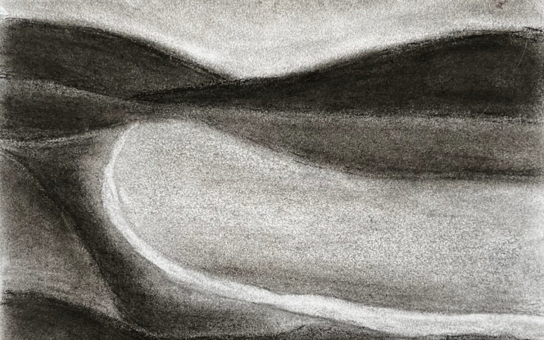 Also off the back of the Turner lesson (October 2023), I did this charcoal transcription of Colin McCahon’s ‘A Southern Landscape, 1950’. McCahon is my favourite artist, and painted very stylised and increasingly simplified/abstracted landscapes. (He was also known for using words in his paintings, particularly in his later work which consisted almost entirely of white words on a black background. I love pretty much all of it). In particular, with this painting, I love the moonlight on the water contrasted with the shadow of the hills. I didn’t get round to doing a painted transcription. (See my message in the chat.) The original painting: https://www.mccahon.co.nz/cm000284