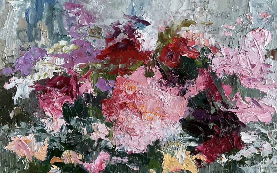 In the spirit of curiosity & exploration as to how artists make paintings, I had a go at ‘painting like Judy Buxton’. Great fun using so much paint (please don’t let my husband know how much paint I used) & a palette knife. I have no idea how much of this I’ll borrow to add to my own paintings, but I really enjoyed the wander.