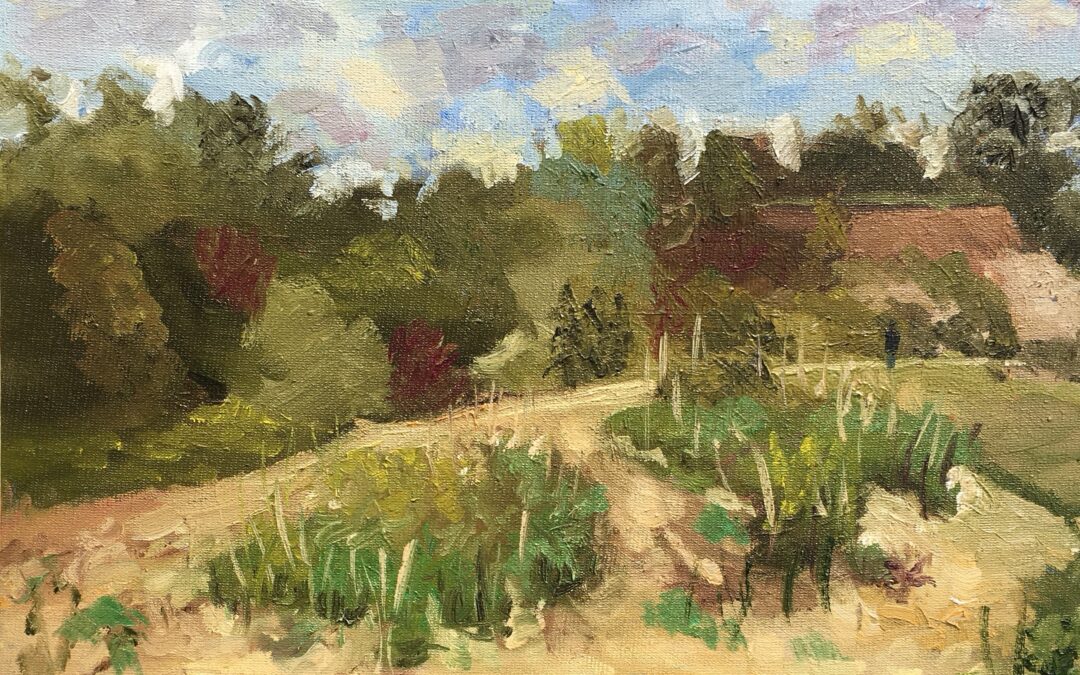 Here is today’s plein air oil in blustery weather,  at Pegwell bay on the East Kent Coast.
I have painted here many times, so chose to focus in on the sand dunes and path following the base of the cliffs.
I tried to capture the energy in the wind. 1 1/2 hours approx.