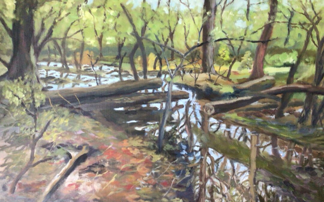 This is a studio oil painting 3ft x 2ft which i began by sketching in the new forest on an artist residency.
I have to admit to using a photo, to remind me of my time in the forest.
It is SO difficult to work from just memories alone, even though I spend many hours in  forests and woodlands, and can remember the smells and noises of the wildlife, I am getting better at re creating the energy on a windy day,  now I need to persevere  with painting from just memories, smells,  noises and feelings.