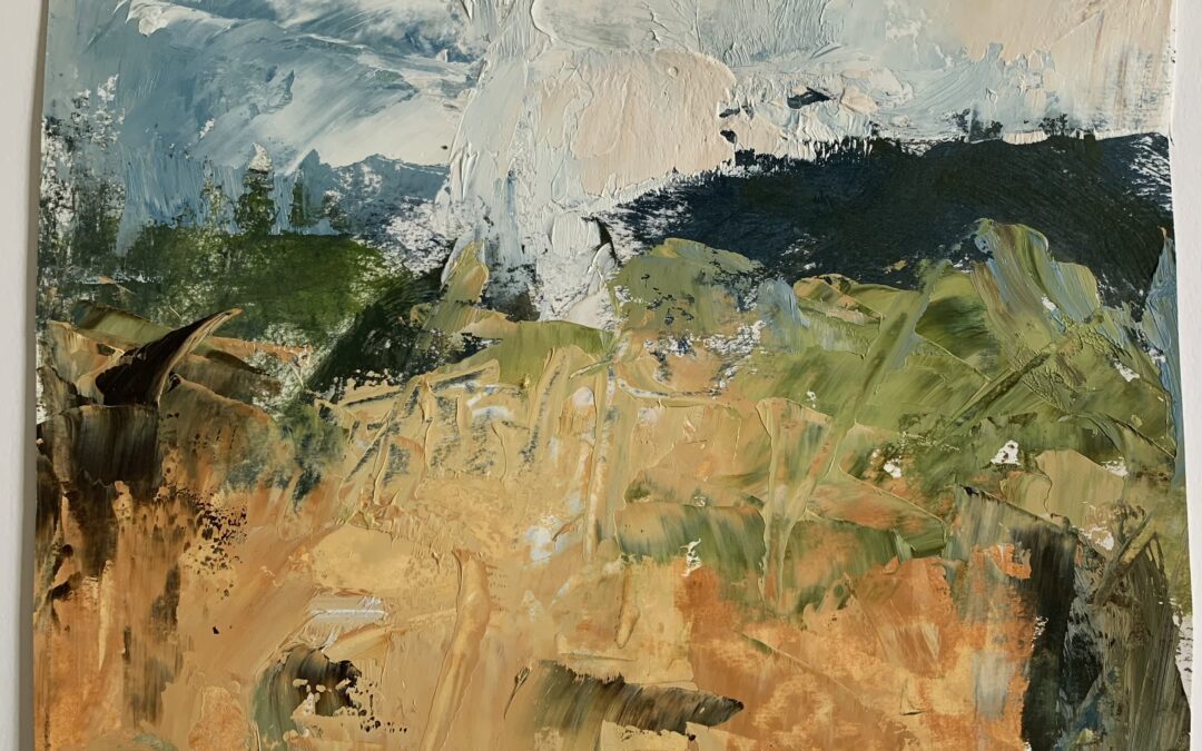 A field in Sussex. This is painting I did in the summer using thicker oil paint and trying to do it a bit speedier!