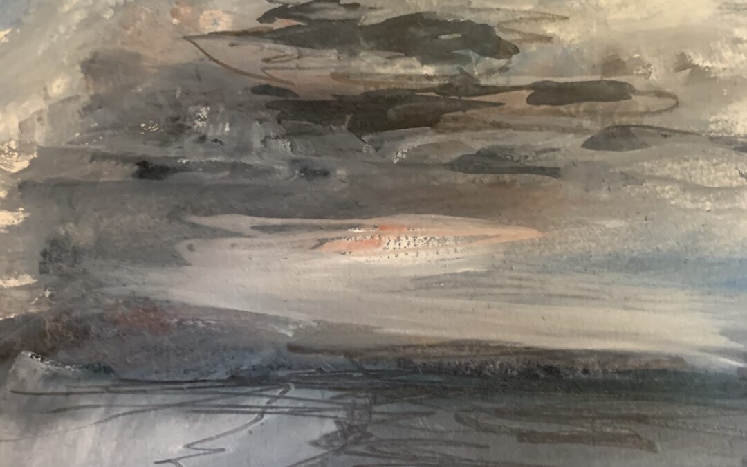 A quick outdoor sketch using  watercolour and graphite capturing the coast at the end of the day