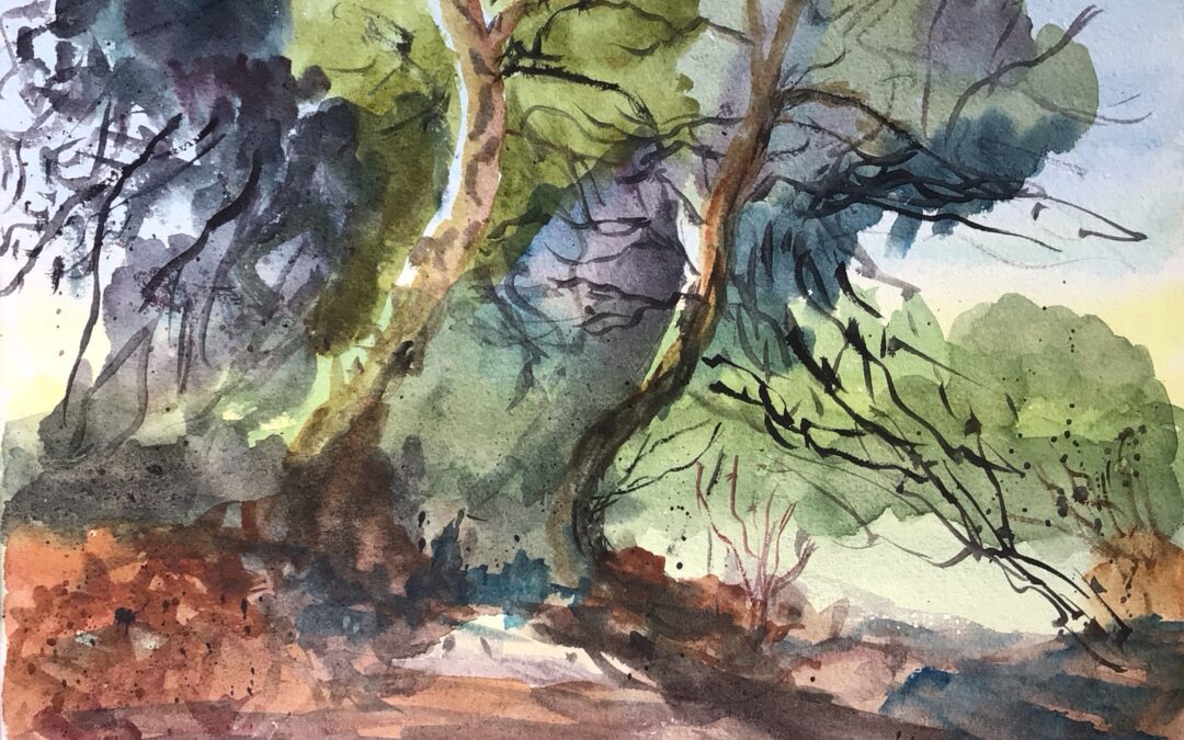 Here is my latest watercolour, I’m still trying to paint from memory and imagination, rather than from life.
Had fun with colour in this one, starting with a vague idea and a quick sketch, I’m quite pleased with the result.
I will do February’s excercise when I get my oils out again in March.
